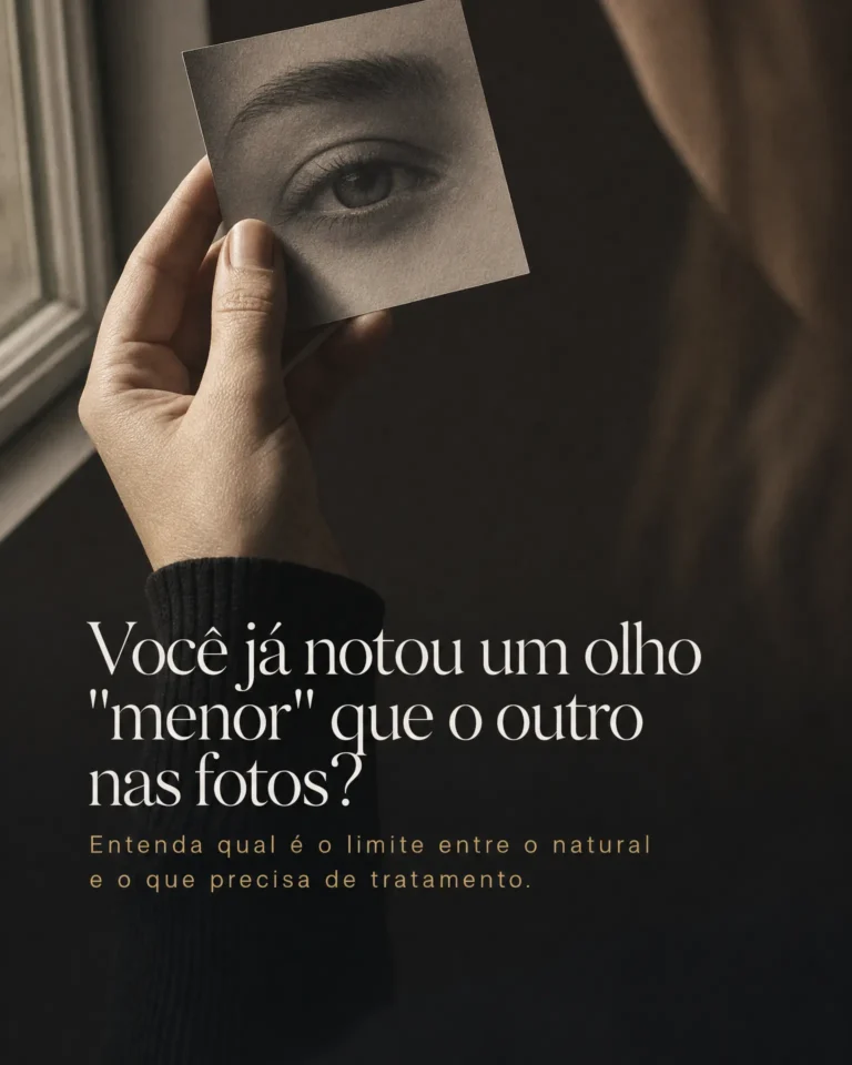 Post para clínica oftalmológica sobre assimetria dos olhos em fotos