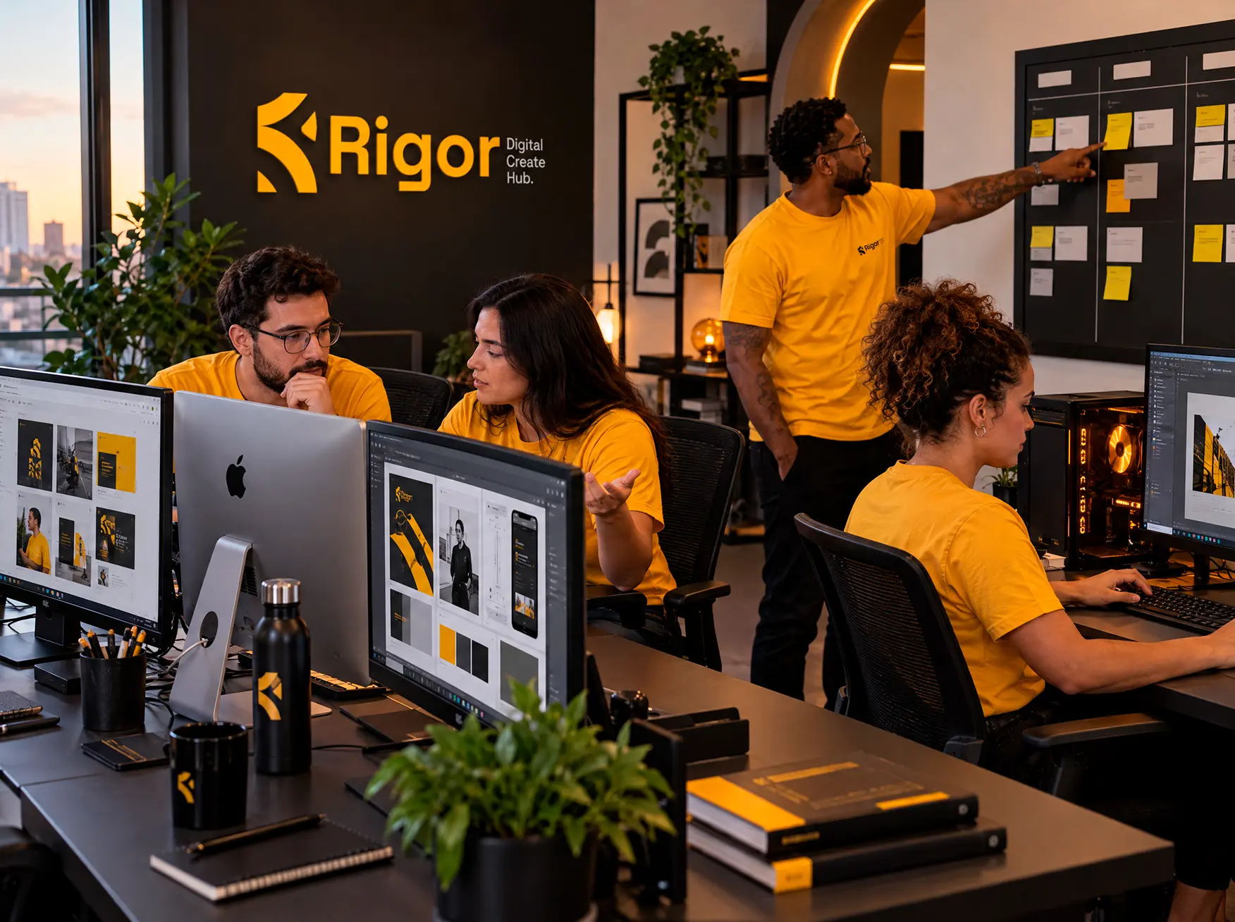 Equipe da Rigor produzindo peças para agências