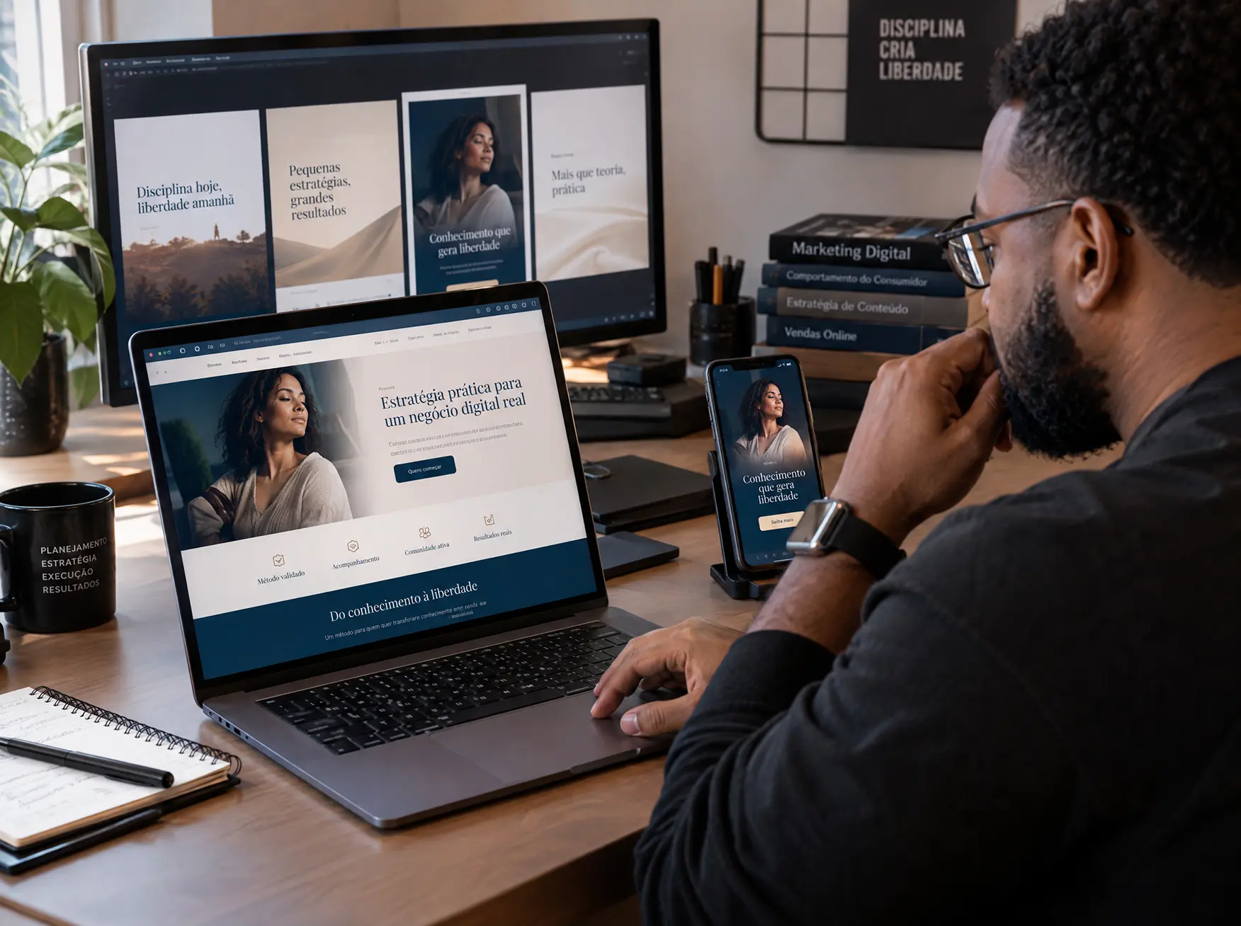 Expert analisando a página de vendas de um lançamento digital